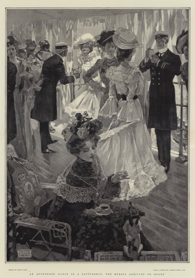 An Afternoon Dance in a Battleship, the Guests arriving on Board by Frank Craig